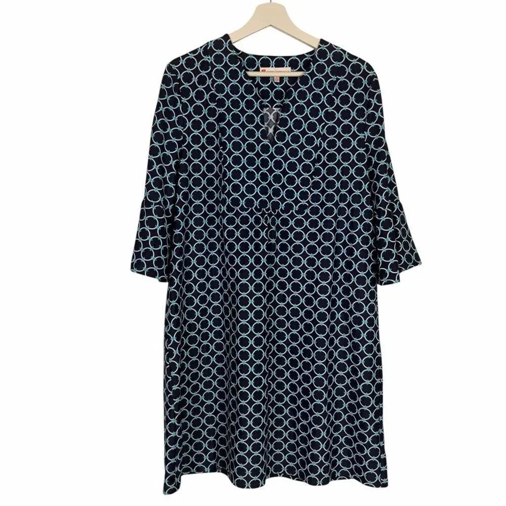 Jude Connally Medium Kerry Dress Circle Geo Navy 101605L USA Made